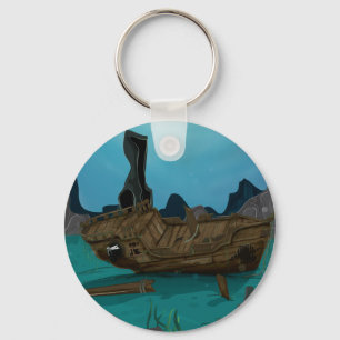 Shipwreck underwater key ring