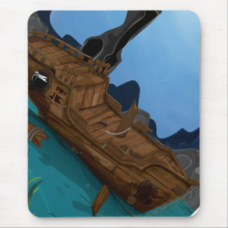 Shipwreck underwater mouse mat