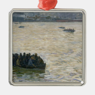 Shipyard Workers Returning Home on the Elbe Metal Tree Decoration