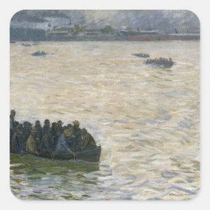 Shipyard Workers Returning Home on the Elbe Square Sticker