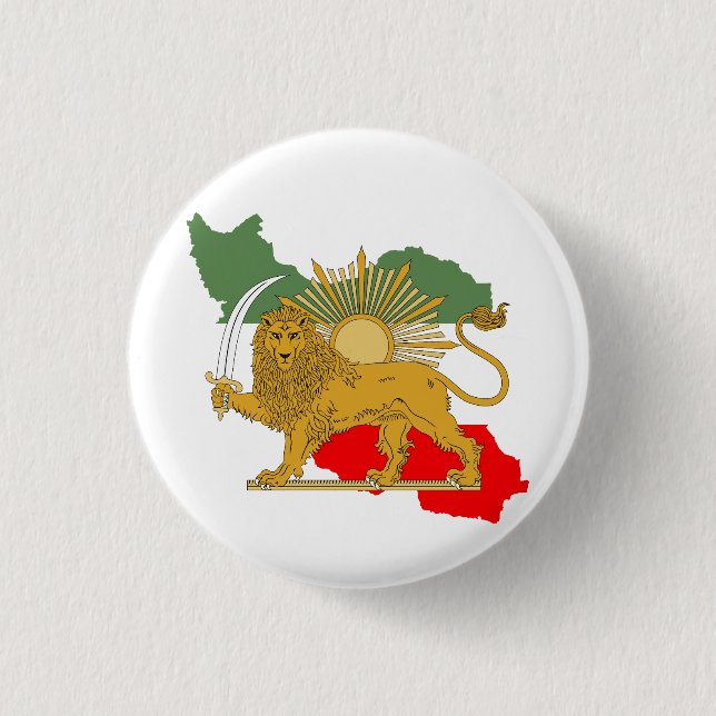 Shir o Khorshid - Lion and Sun - Flag of Iran 3 Cm Round Badge (Front)
