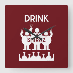 Shiraz Wine Drinkers Square Wall Clock