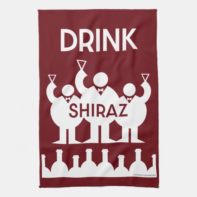 Shiraz Wine Drinkers Tea Towel (Vertical)
