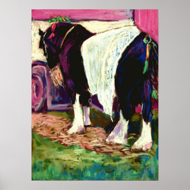 Shire Horse Poster or Print: Soft Pastel Painting (Front)