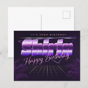 Shirin Name Vorname lila Postkarte Geburtstag Postcard