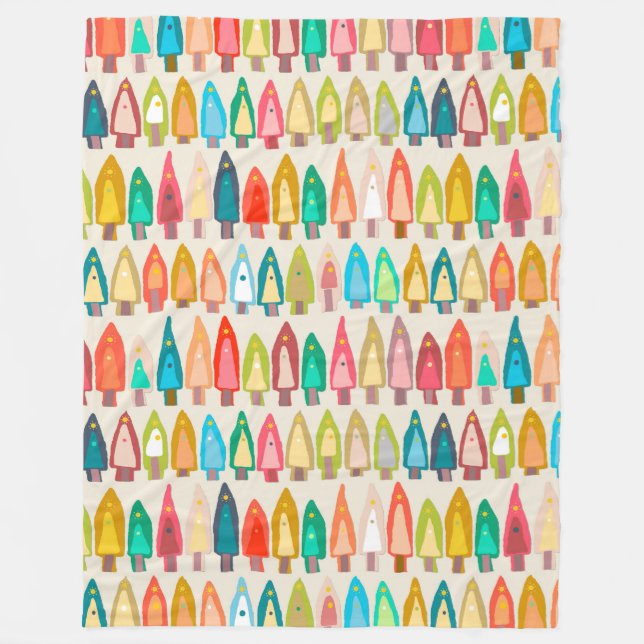 Shirish trees ikat fleece blanket (Front)