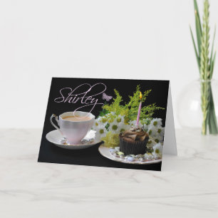Shirley Birthday Card With Tea Cake And Flower