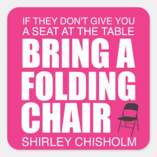 Shirley Chisholm Folding Chair Pink Square Sticker