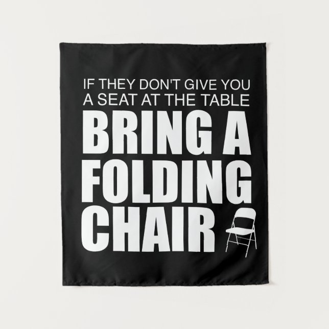 Shirley Chisholm Folding Chair Tapestry | Black (Front)