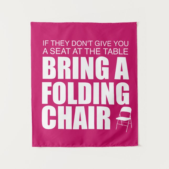 Shirley Chisholm Folding Chair Tapestry | Hot Pink (Front)