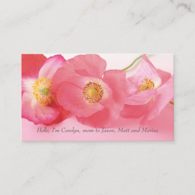 Shirley poppies up close mum calling card (Front)