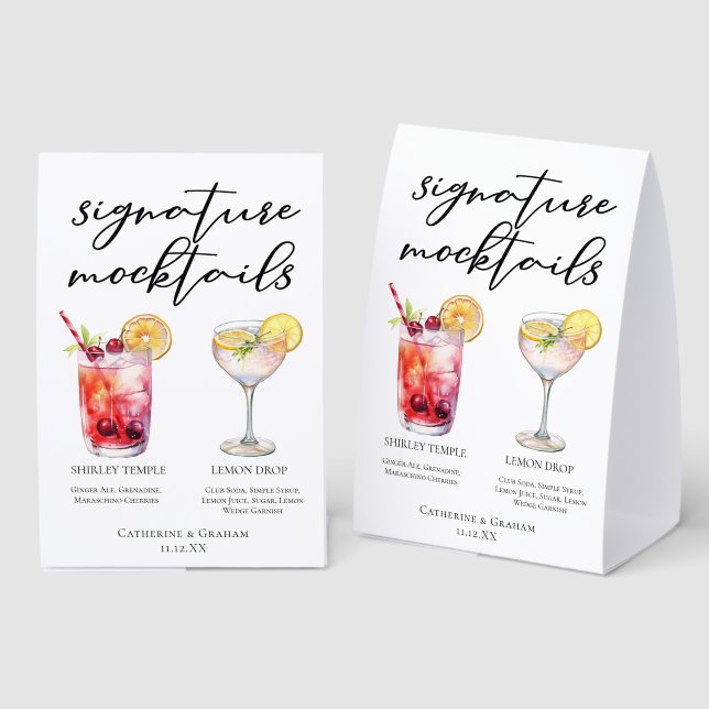 Shirley Temple Lemon Drop Summer Mocktails Menu (Front/Back)