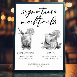 Shirley Temple Mojito Black White Mocktails Poster