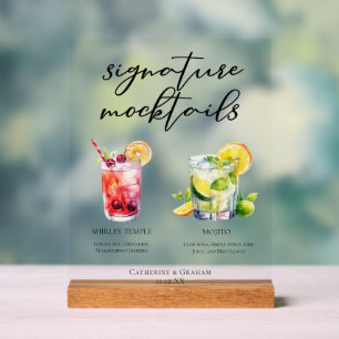 Shirley Temple Mojito Summer Wedding Mocktails Acrylic Sign