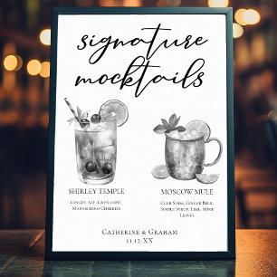 Shirley Temple Moscow Mule Black White Mocktails Poster