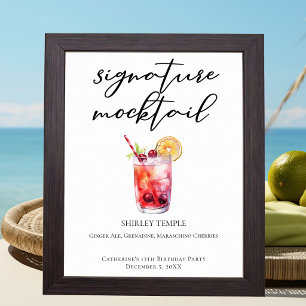 Shirley Temple Signature Mocktail Birthday Party Poster