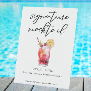 Shirley Temple Signature Mocktail Custom Party Pedestal Sign