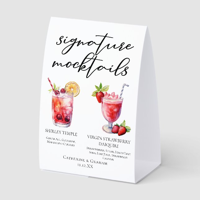 Shirley Temple Strawberry Daiquiri Mocktails Menu (Front)