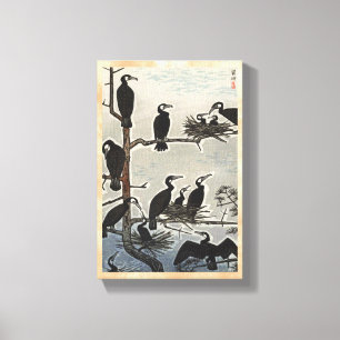 Shiro Kasamatsu Gathering of Cormorants ukiyo-e Canvas Print