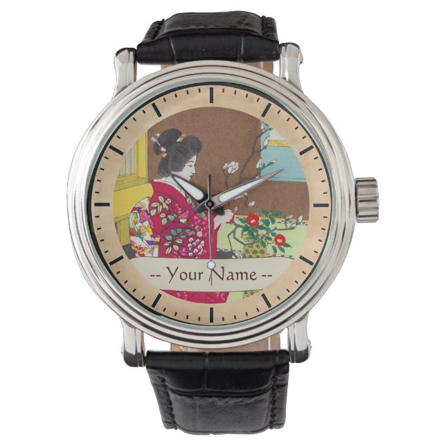 Shiro Kasamatsu Ikebana japan flowers lady scene Watch (Front)