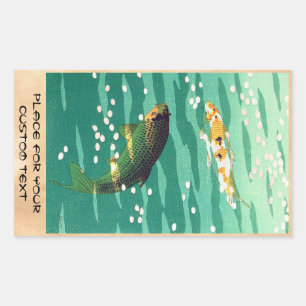 Shiro Kasamatsu Karp Koi fish pond japanese art Rectangular Sticker