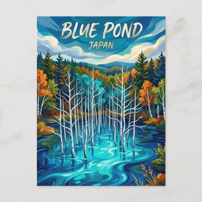 Shirogane Blue Pond Japan Postcard (Front)