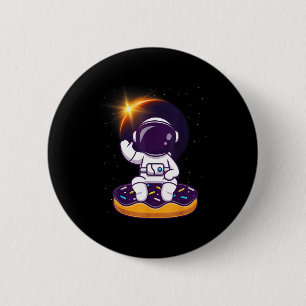 Shirt Astronaut Total Solar Eclipse Donut 6 Cm Round Badge