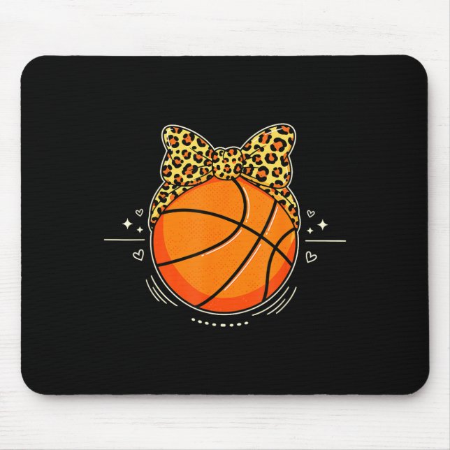 Shirt Basketball Leopard Cheetah Bow Girly Mouse Mat (Front)