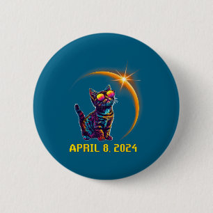 Shirt Cat Lovers Astronomy Solar Eclipse 6 Cm Round Badge