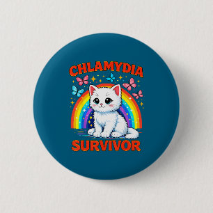 Shirt Chlamydia Survivor Sarcastic White Kitten 6 Cm Round Badge