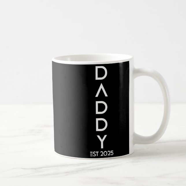 Shirt Daddy Est 2025 New Dad Baby Reveal Gift Tee  Coffee Mug (Right)