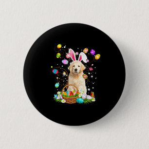 Shirt Dog Golden Retriever Easter Day 6 Cm Round Badge