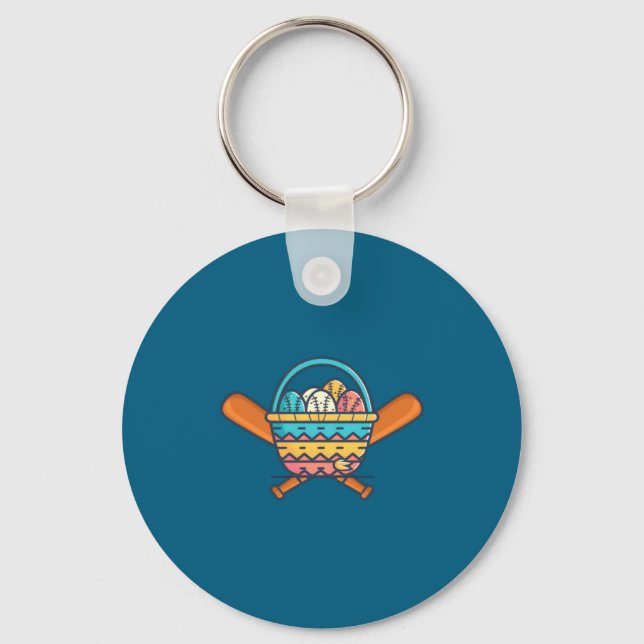 Shirt Easter Basket Baseball Bat Baseball Key Ring (Front)