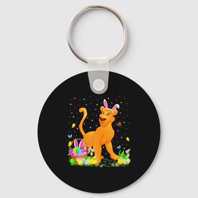 Shirt Easter Cougar Bunny Egg Hunting Key Ring (Front)