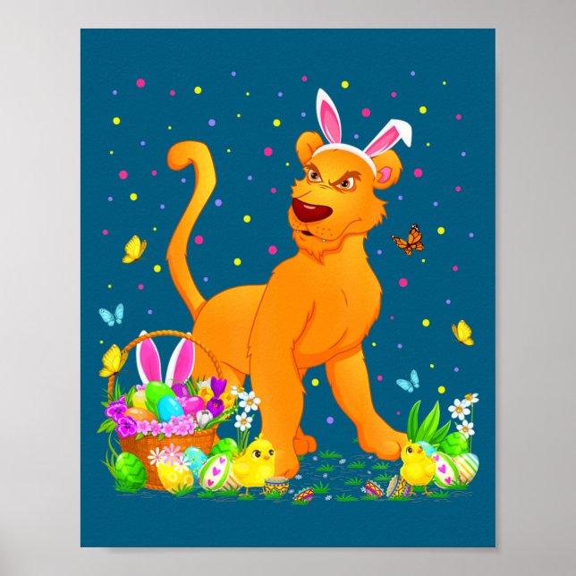 Shirt Easter Cougar Bunny Egg Hunting Poster (Front)