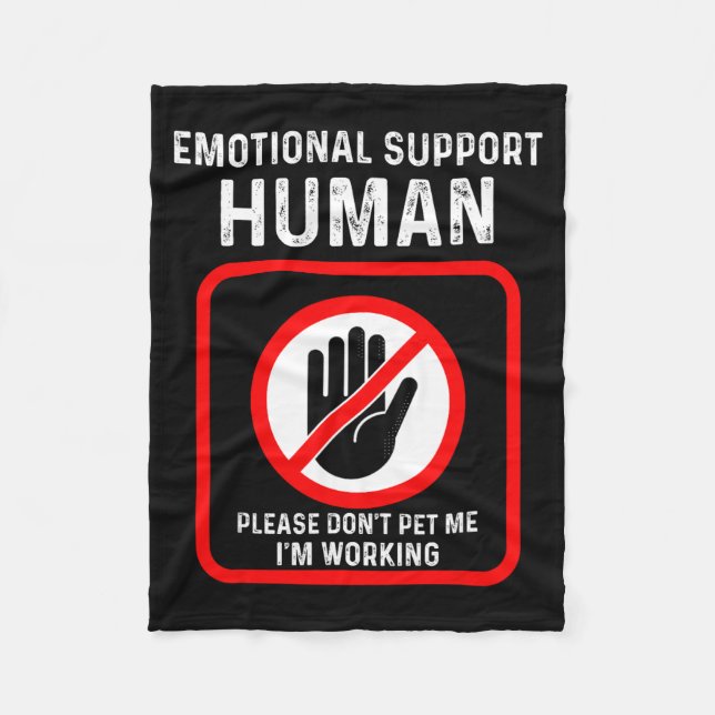 Shirt Emotional Support Human Halloween Costume Fleece Blanket (Front)