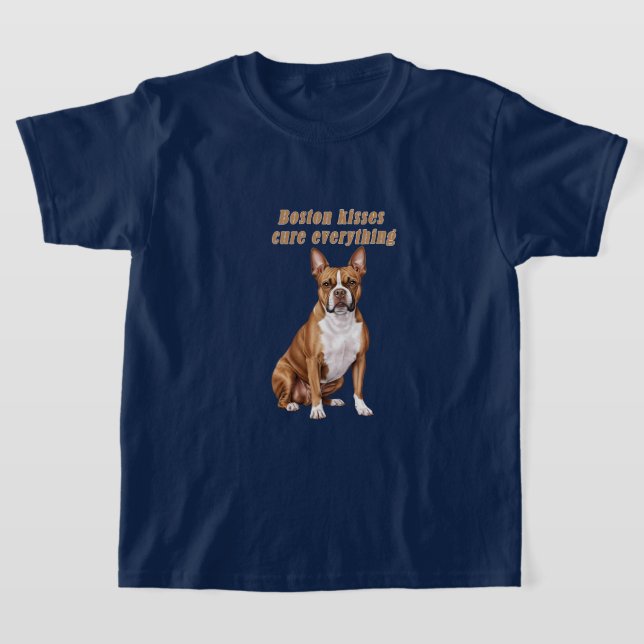 Shirt for Kids – Boston Terrier Love Design (Laydown)