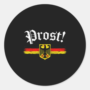 Shirt For Men Women German Flag Prost Vintage  Classic Round Sticker