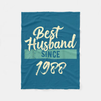 Shirt Husband Since 1988 Anniversary Husbands Fleece Blanket