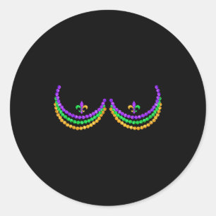 Shirt Mardi Gras Funny Beads S Outline Costume Hum Classic Round Sticker