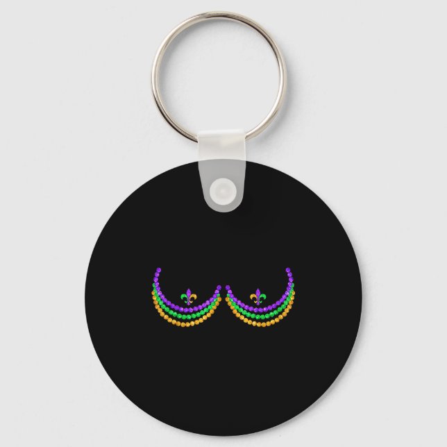 Shirt Mardi Gras Funny Beads S Outline Costume Hum Key Ring (Front)