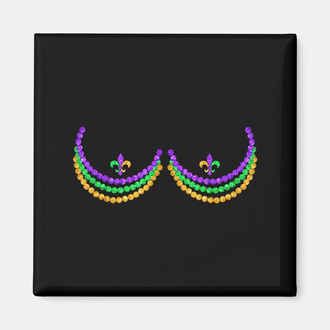 Shirt Mardi Gras Funny Beads S Outline Costume Hum Magnet (Front)