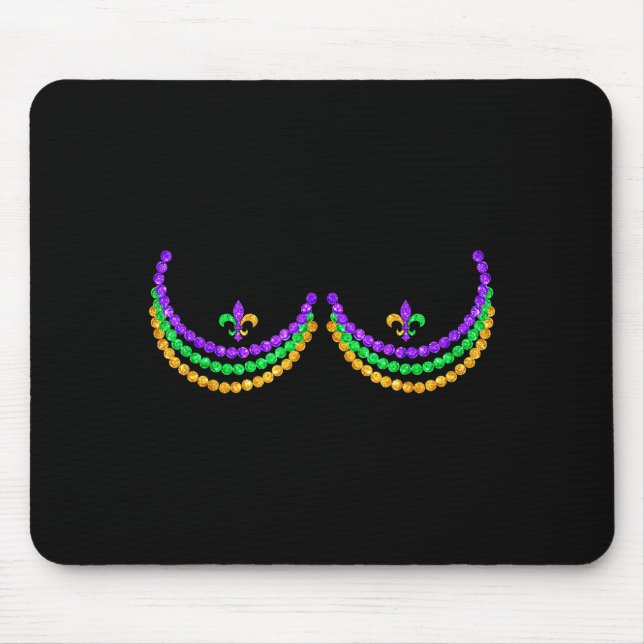 Shirt Mardi Gras Funny Beads S Outline Costume Hum Mouse Mat (Front)