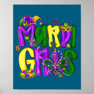 Shirt Mardi Gras Jester Hat Fleur Poster