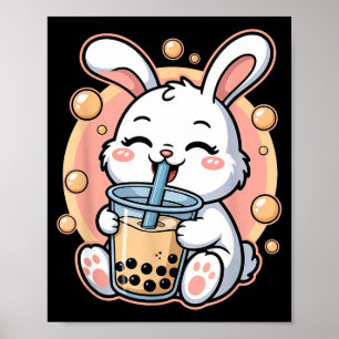 Shirt Rabbit Boba Tea Bubble Tea Poster