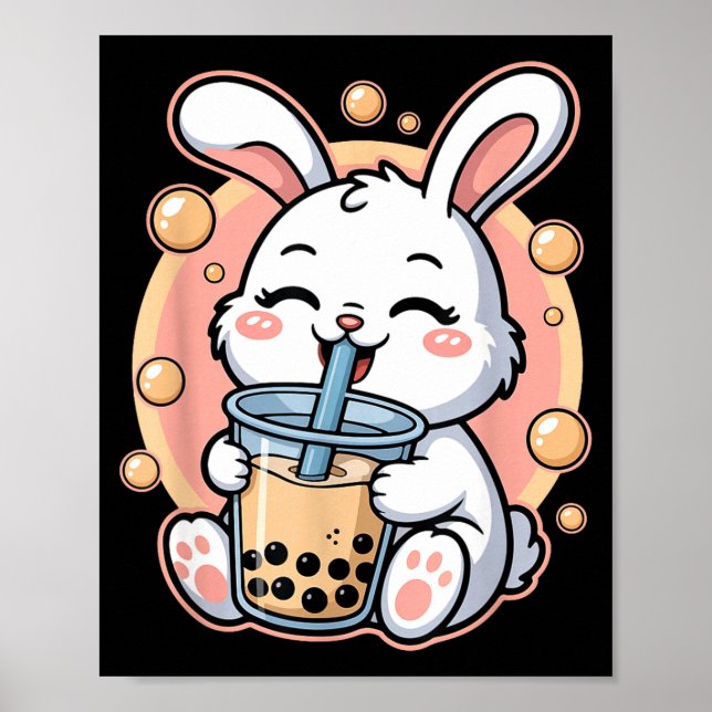 Shirt Rabbit Boba Tea Bubble Tea Poster (Front)