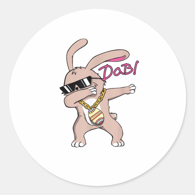 Shirt Rabbit Dance Dabbing Easter Bunny  Classic Round Sticker (Front)