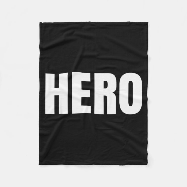 Shirt Says Hero - Funny One Word Fashion - Black - Fleece Blanket (Front)
