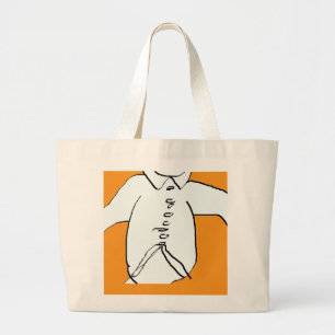 Shirt Silhouette Fun Orange Kids Large Tote Bag