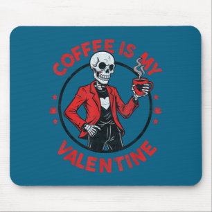 Shirt Skeleton Coffee Valentine Retro Vintage Mouse Mat